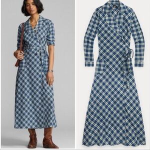 RRL Ralph Lauren Double RL cotton voile plaid maxi dress NWT